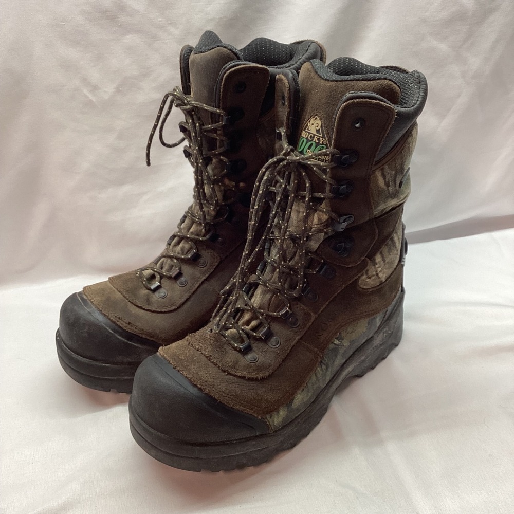 Rocky Mens 1000g Thinsulate Waterproof Camo Hunting Boots Brown Suede Size 9
